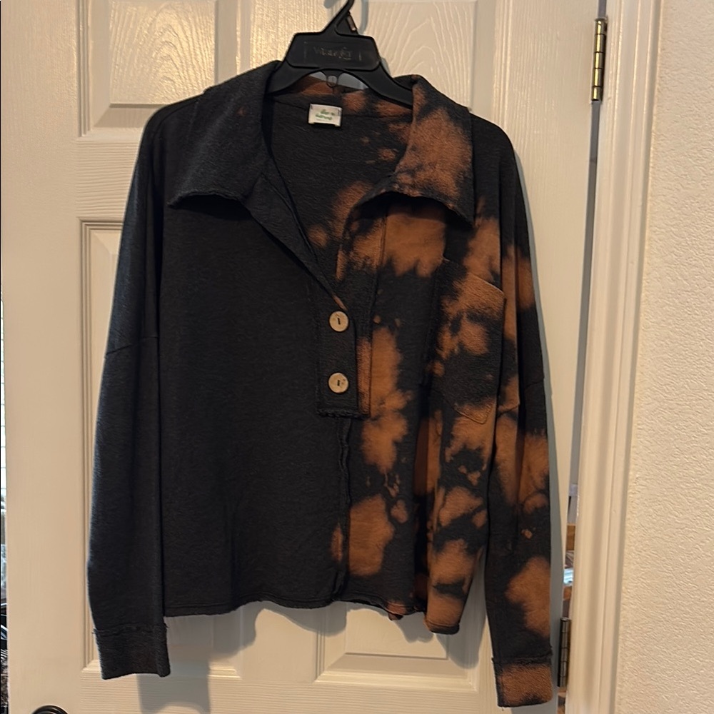 Black and Rust V-Neck Sweater